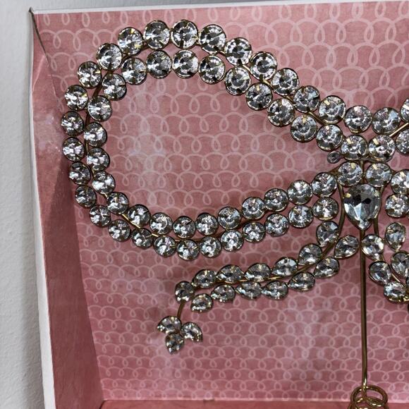 Cupcakes and Cashmere Large Bow Christmas Tree Topper Bling Rhinestone NEW - Picture 2 of 6